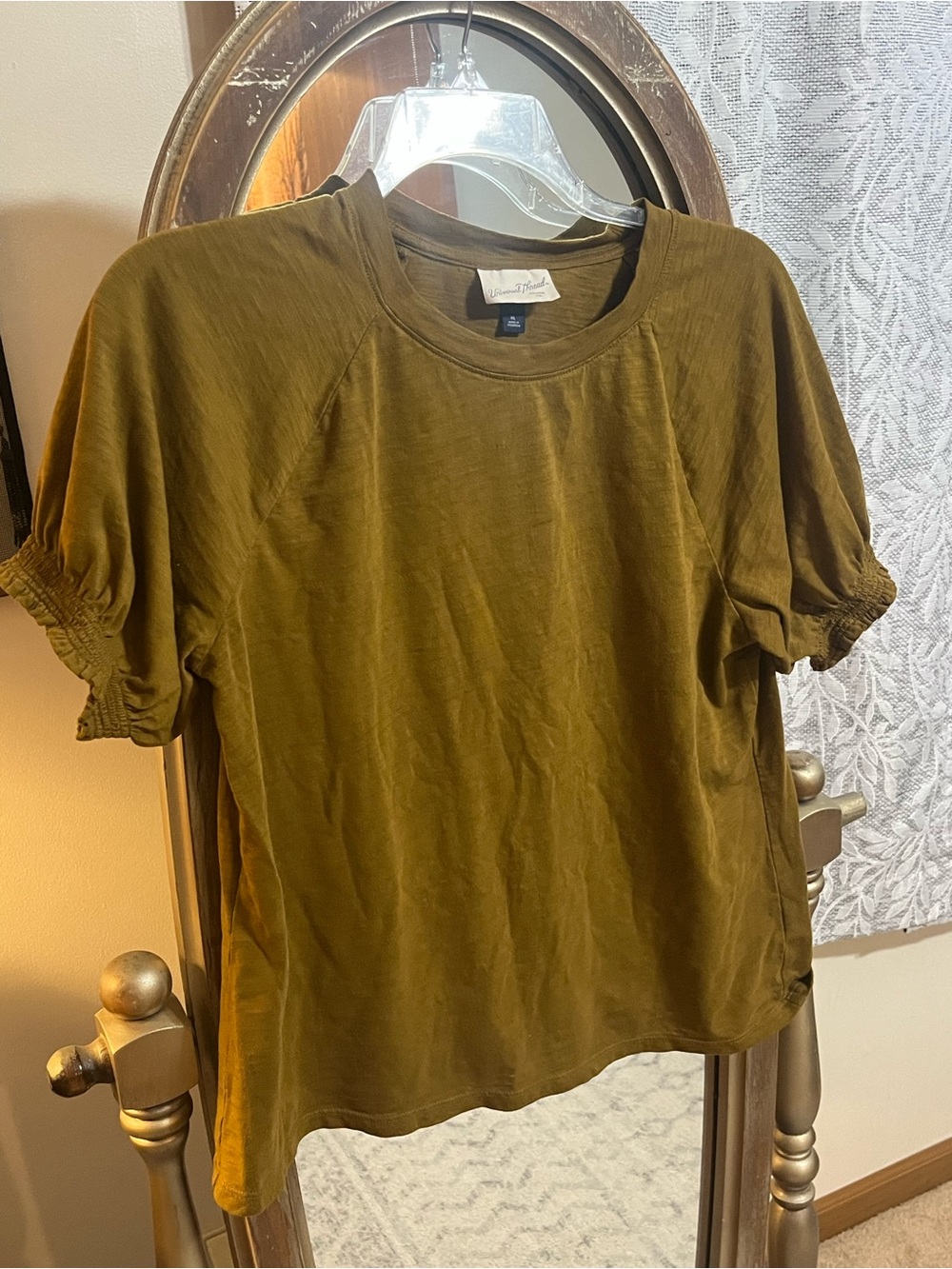 Universal Thread Brown Short Sleeve Puff-Sleeve Tee